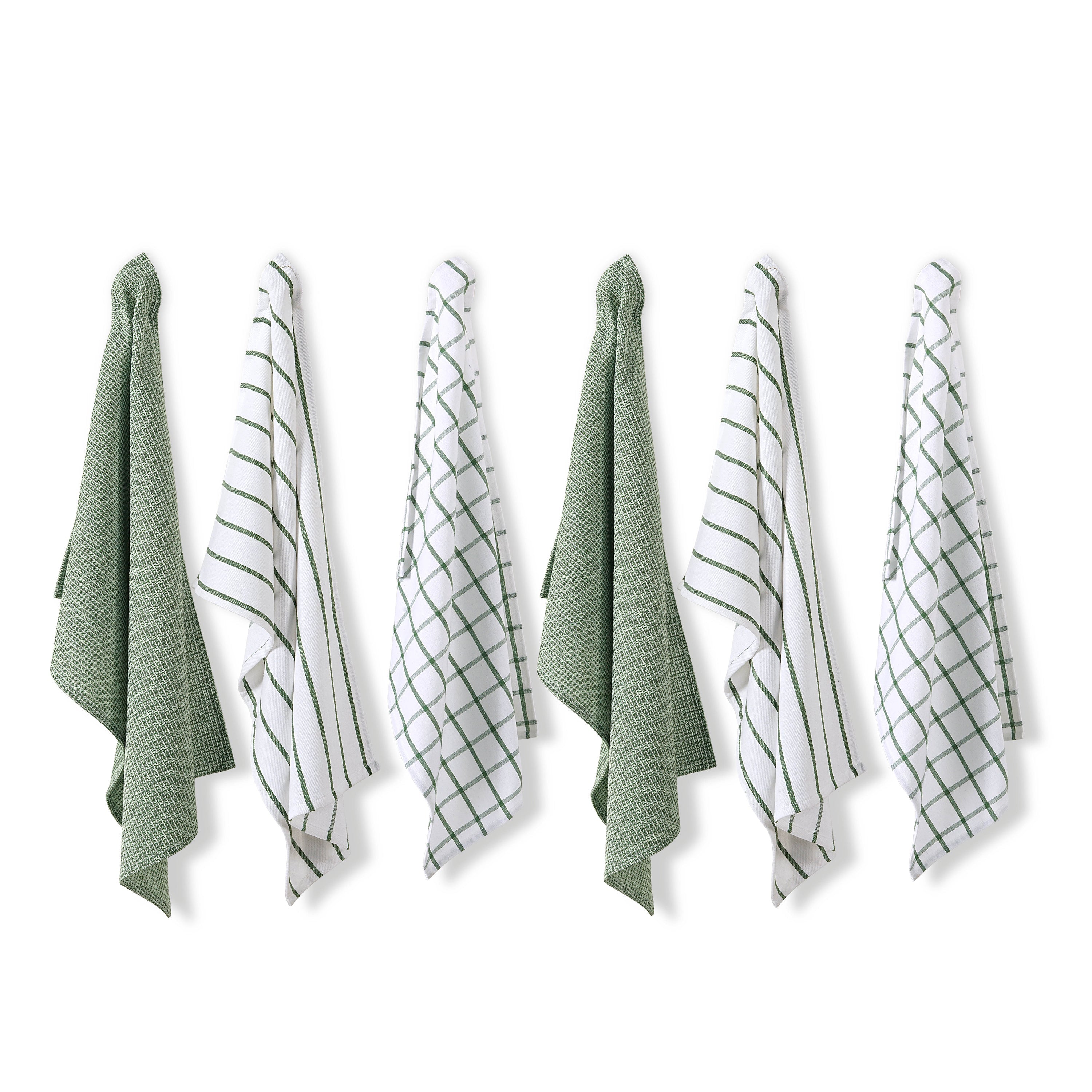 Set of 6 Multiweave Kitchen Towels - Olive